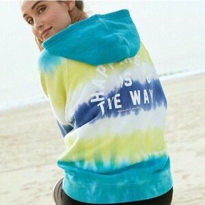 Spiritual Gangster Blue and Yellow Tie-Dye Hoodie